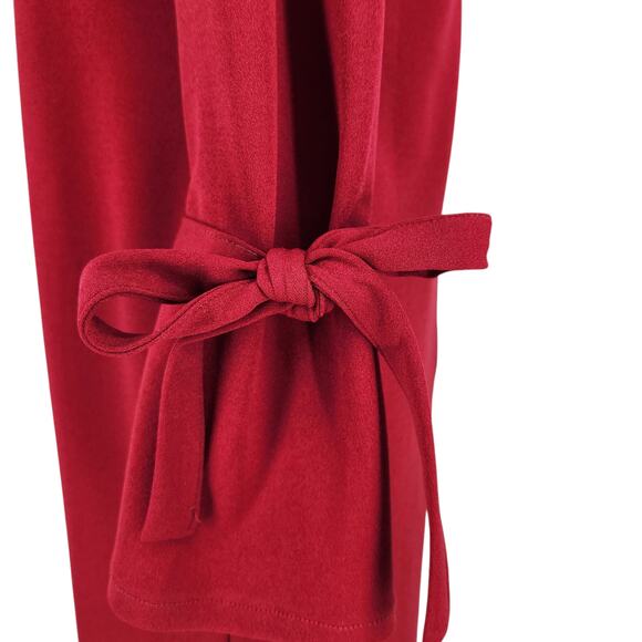 Romantic Red Stretch Sheath Dress w/ Bow Cuffs Made In Italy Cocktail Career Med - Picture 6 of 7